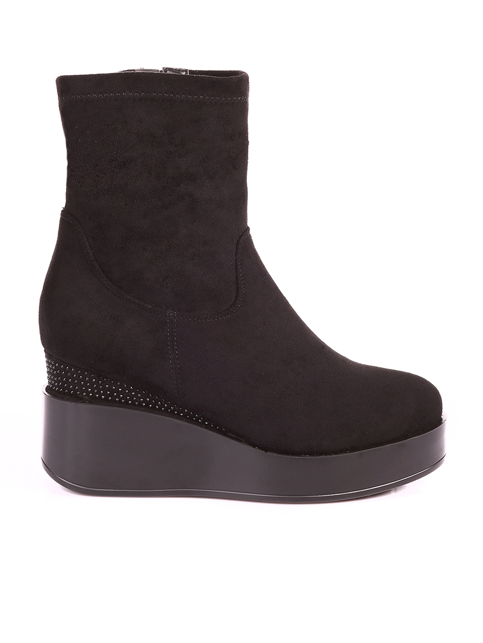 Дамски боти от текстил в черно 2R-20526 black