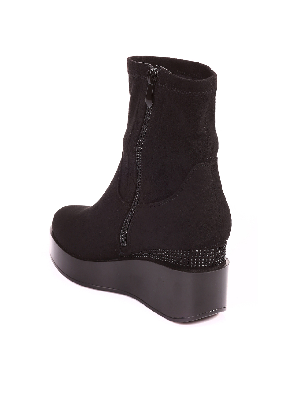 Дамски боти от текстил в черно 2R-20526 black