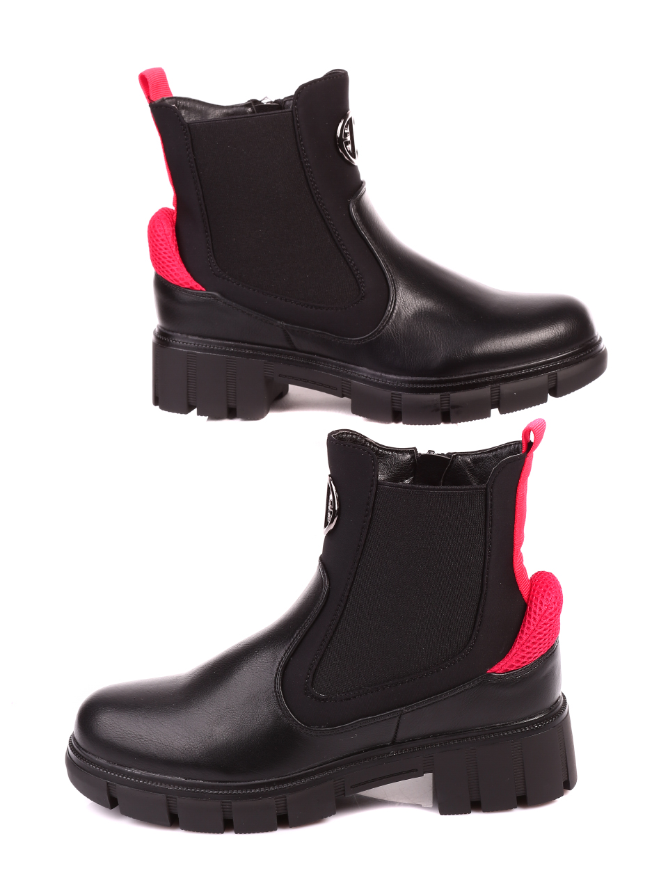 Ежедневни дамски боти в черно 2R-20545 black /red