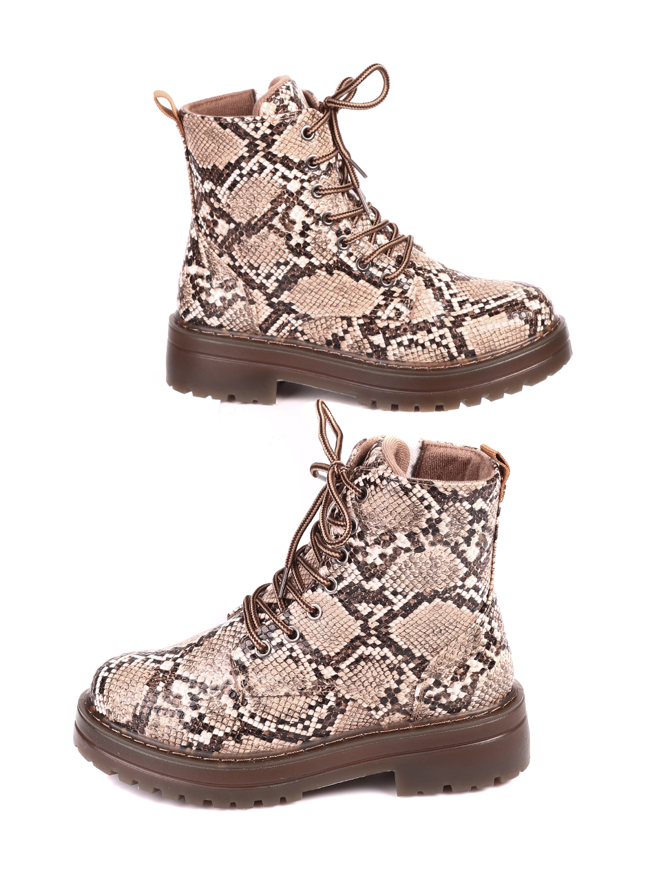 Ежедневни дамски боти в бежово 2U-20610 beige snake