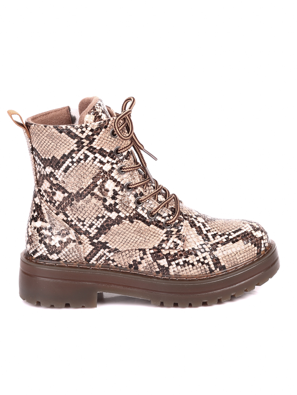 Ежедневни дамски боти в бежово 2U-20610 beige snake