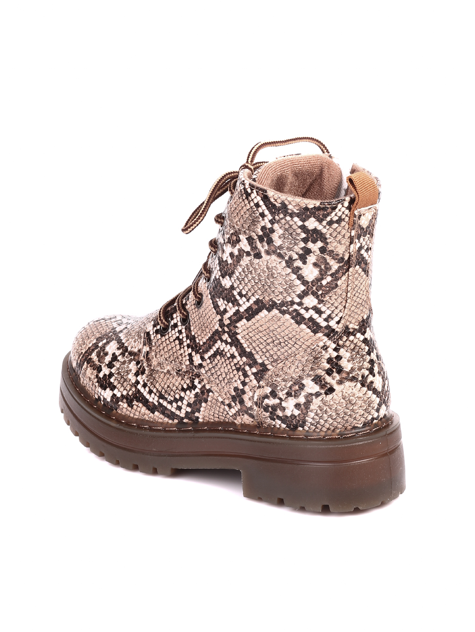 Ежедневни дамски боти в бежово 2U-20610 beige snake