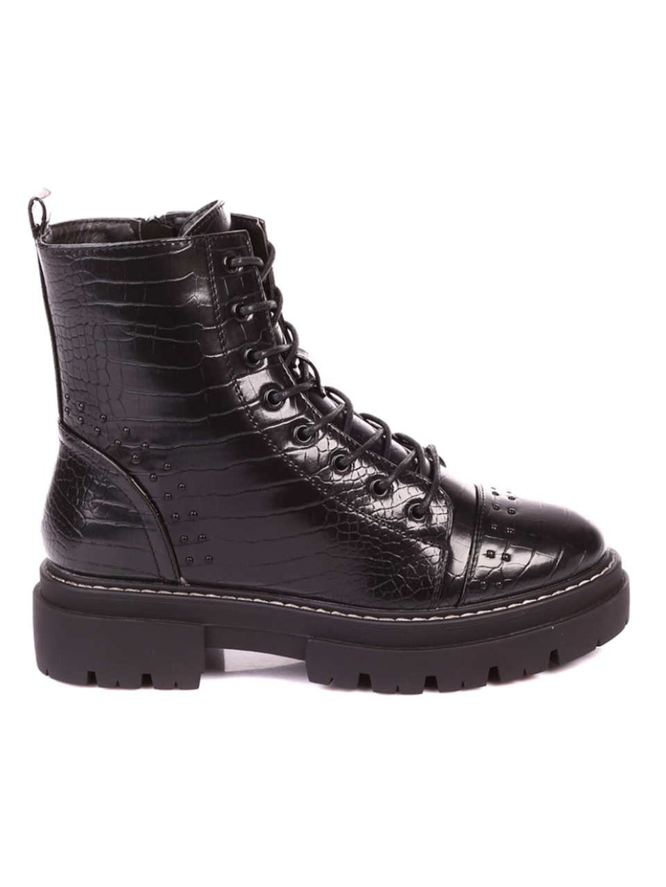 Ежедневни дамски боти в черно 2C-20714 black crocko
