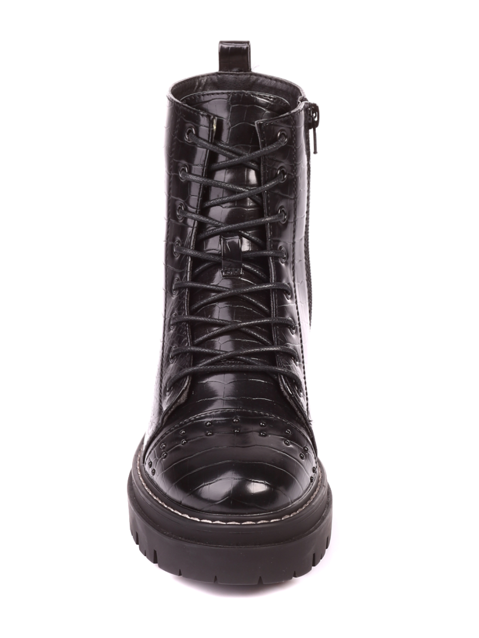 Ежедневни дамски боти в черно 2C-20714 black crocko