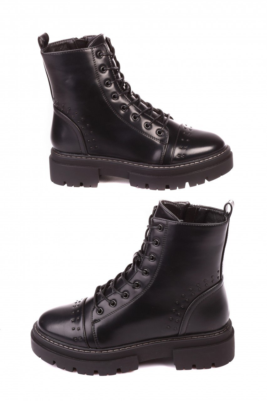 Ежедневни дамски боти в черно 2C-20714 black pu