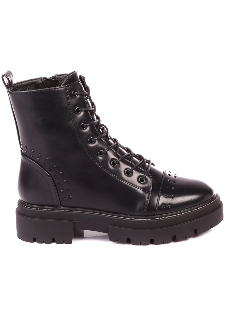 Ежедневни дамски боти в черно 2C-20714 black pu