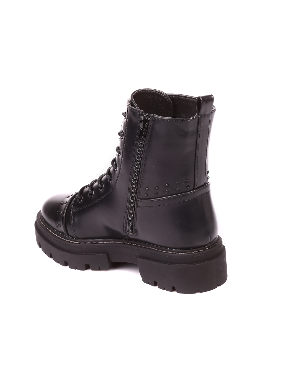Ежедневни дамски боти в черно 2C-20714 black pu
