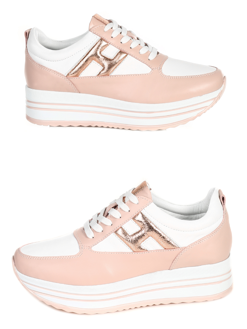 Ежедневни дамски обувки от естествена кожа 3AT-21313 pink