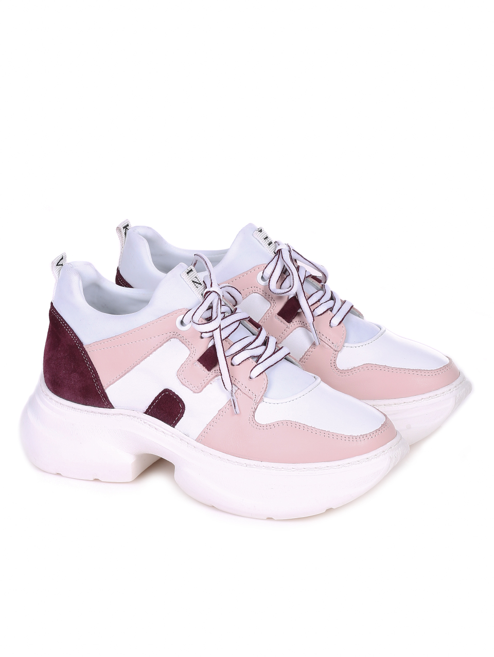 Ежедневни дамски обувки от естествена кожа 3AT-21314 pink