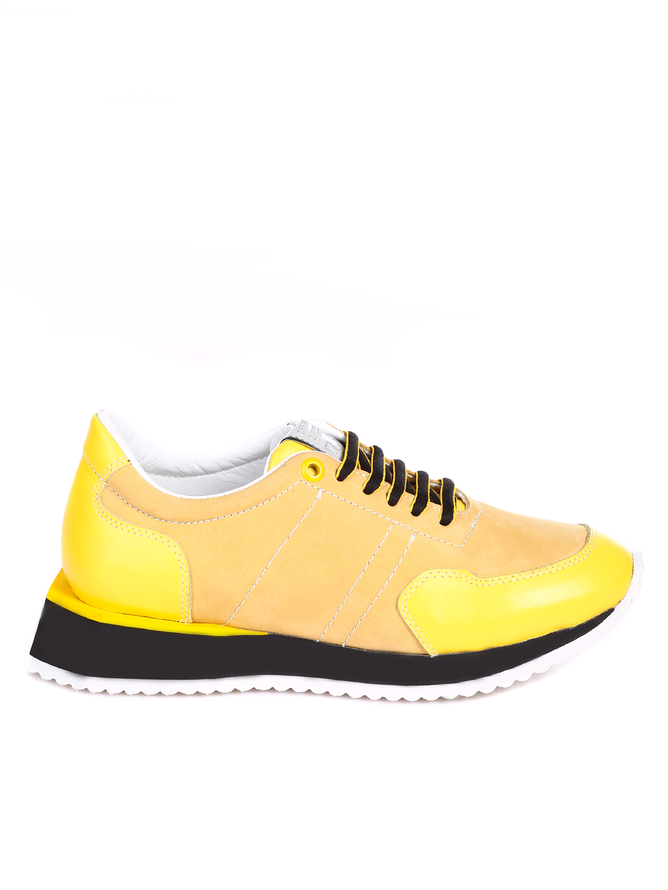 Ежедневни дамски обувки от естествена кожа 3AT-21303 yellow