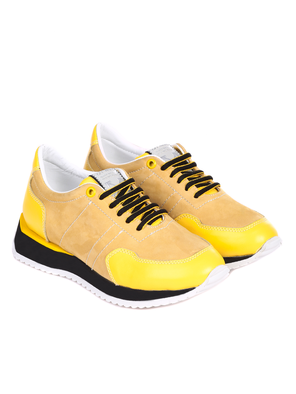 Ежедневни дамски обувки от естествена кожа 3AT-21303 yellow