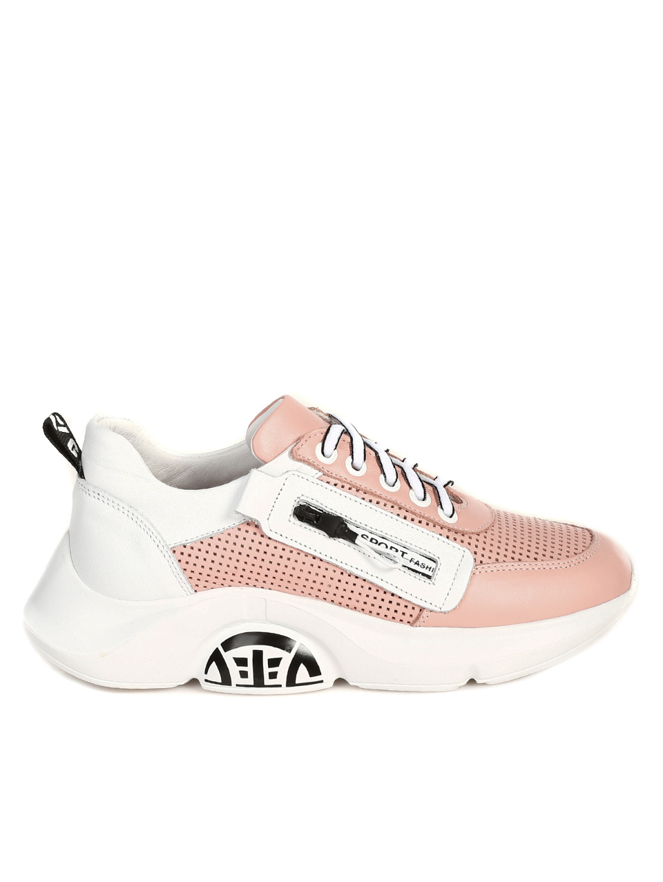 Ежедневни дамски обувки от естествена кожа 3AT-21306 pink/white