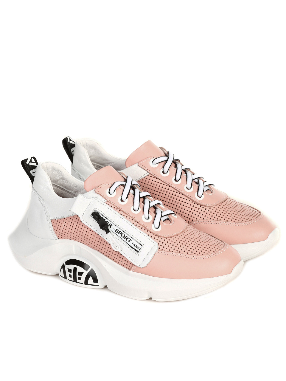 Ежедневни дамски обувки от естествена кожа 3AT-21306 pink/white