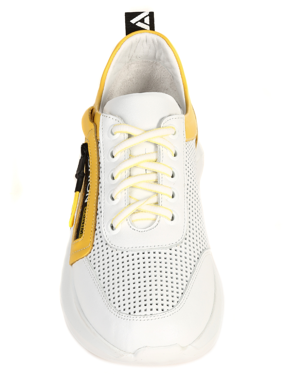 Ежедневни дамски обувки от естествена кожа 3AT-21306 white/yellow