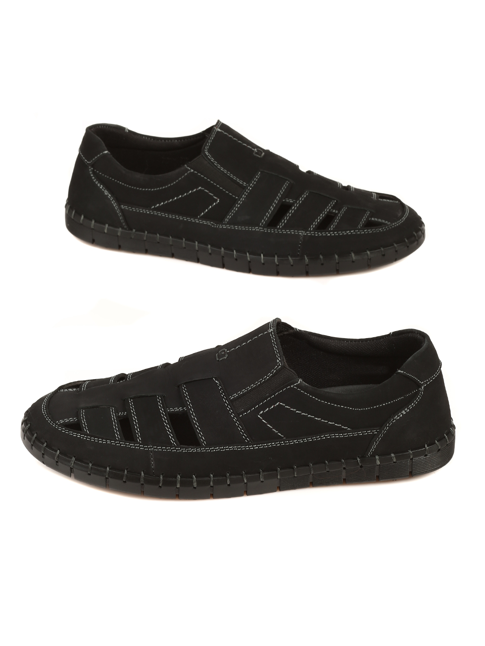 Ежедневни мъжки обувки от естествен набук 7W-21237 black