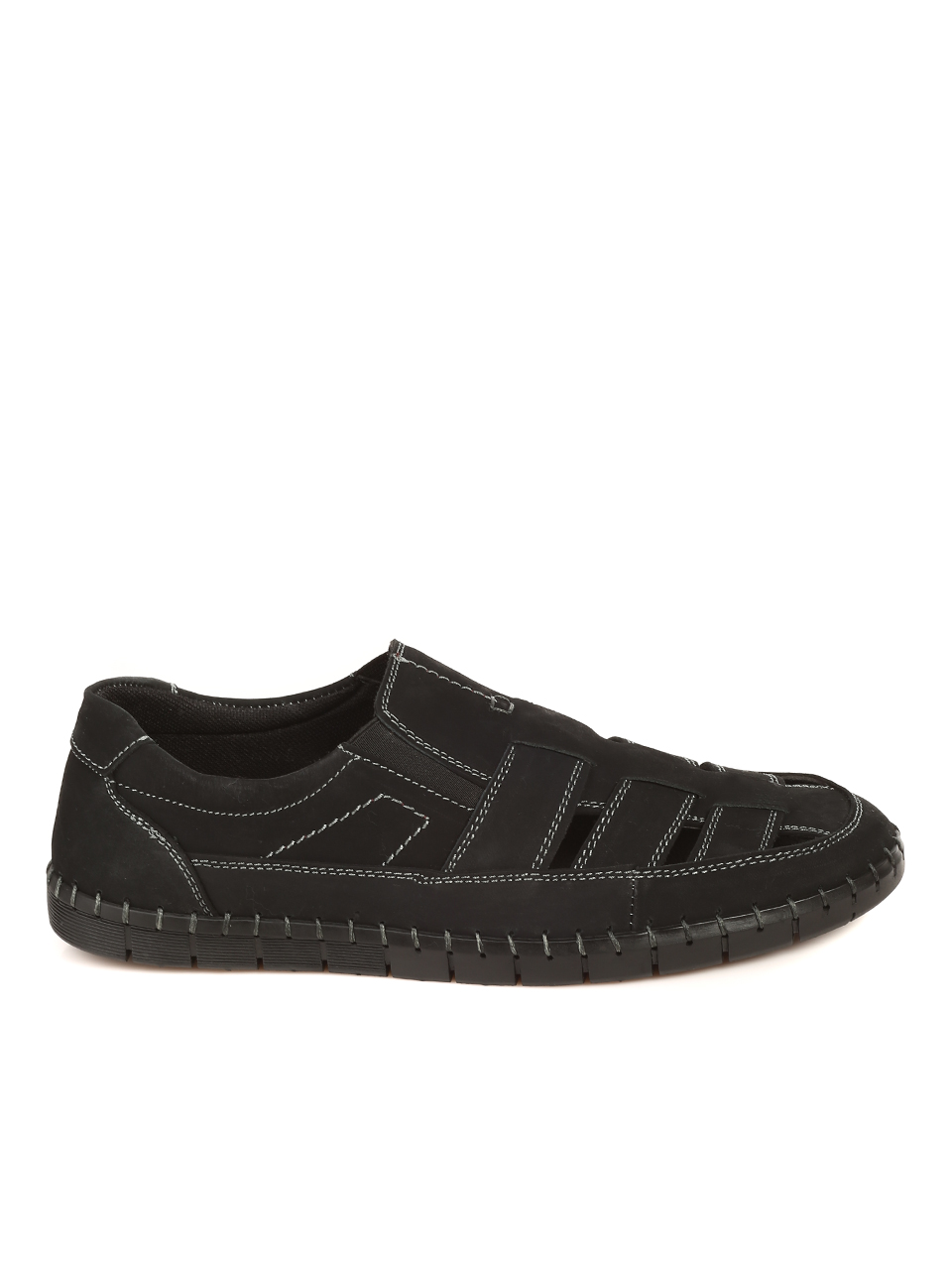 Ежедневни мъжки обувки от естествен набук 7W-21237 black