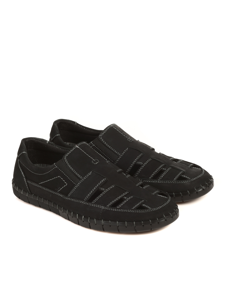 Ежедневни мъжки обувки от естествен набук 7W-21237 black