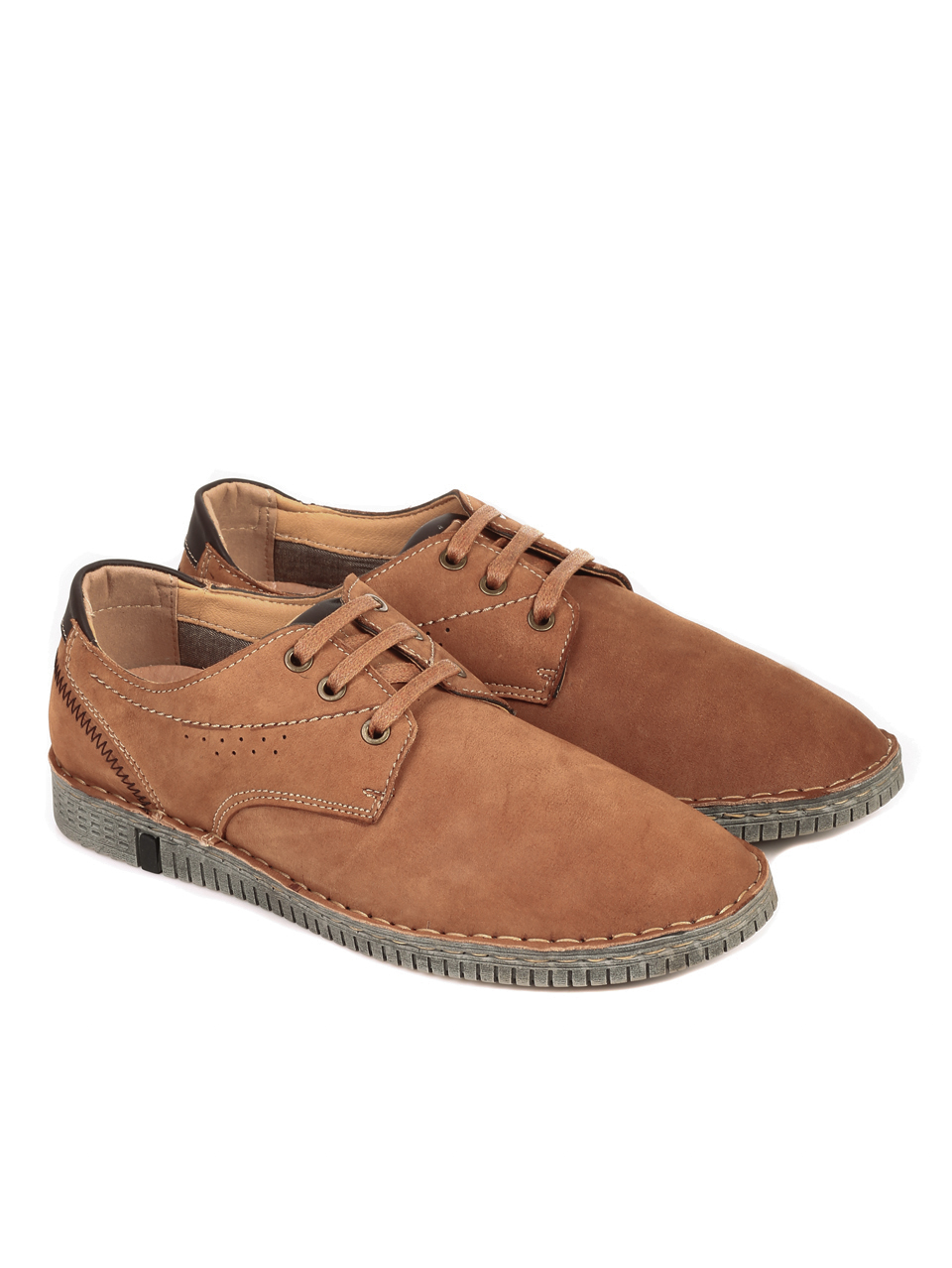 Ежедневни мъжки обувки от естествен набук 7W-21243 brown