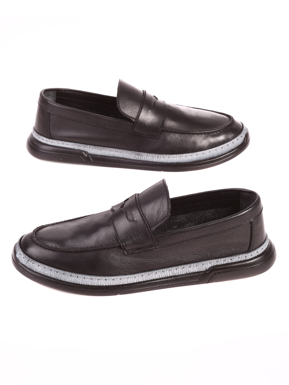 Ежедневни мъжки обувки от естествена кожа 7AT-21282 black