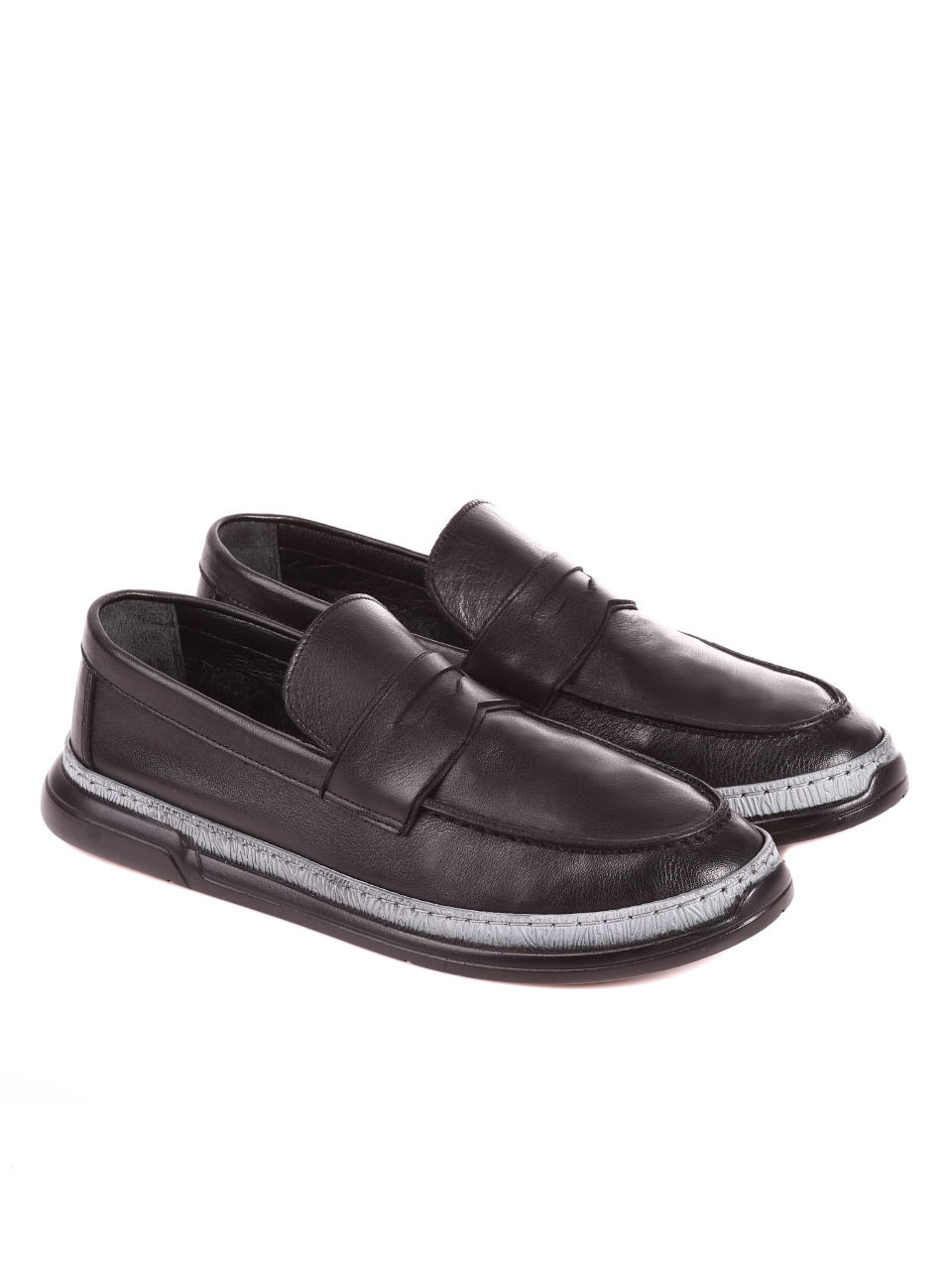 Ежедневни мъжки обувки от естествена кожа 7AT-21282 black