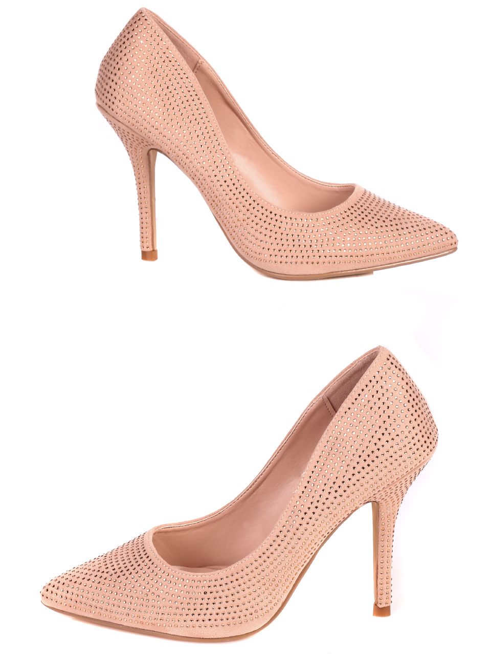 Елегантни дамски обувки на ток в бежово 3M-21028 beige