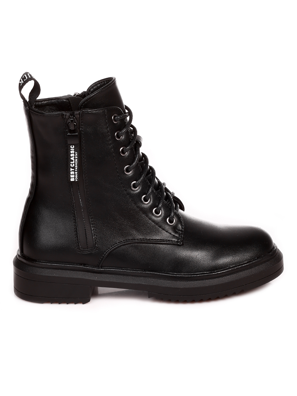Ежедневни дамски боти в черно P1013-1 black pu