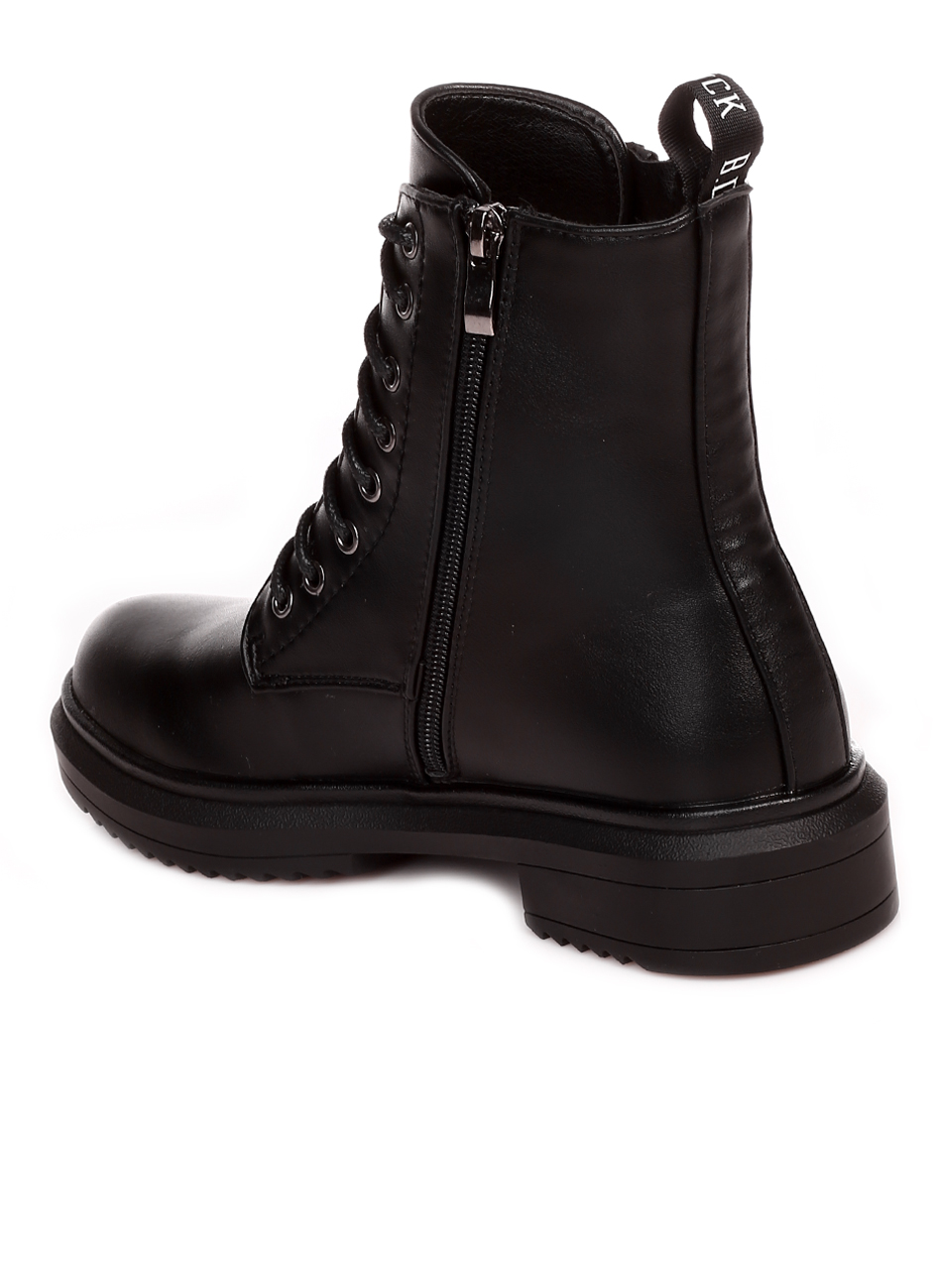 Ежедневни дамски боти в черно P1013-1 black pu