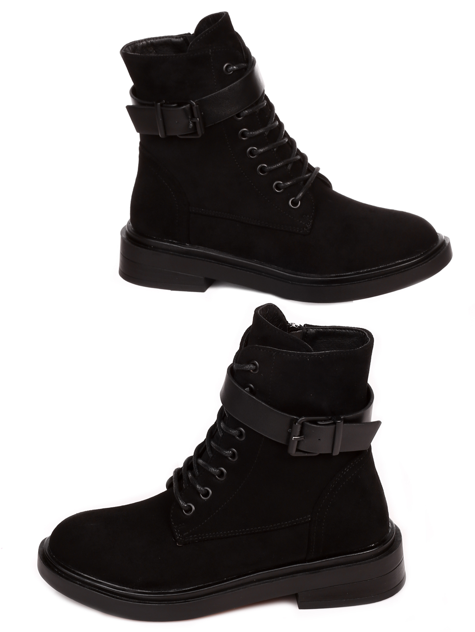 Ежедневни дамски боти в черно P1017-2 black fibre