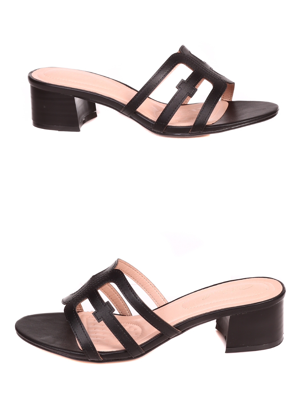 Ежедневни дамски чехли на ток  5M-21066 black
