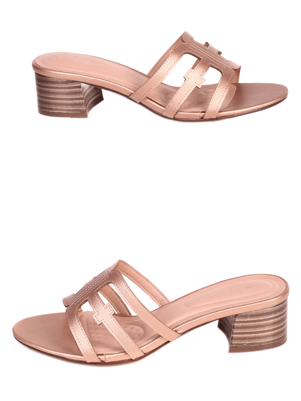Ежедневни дамски чехли на ток 5M-21066 rose gold