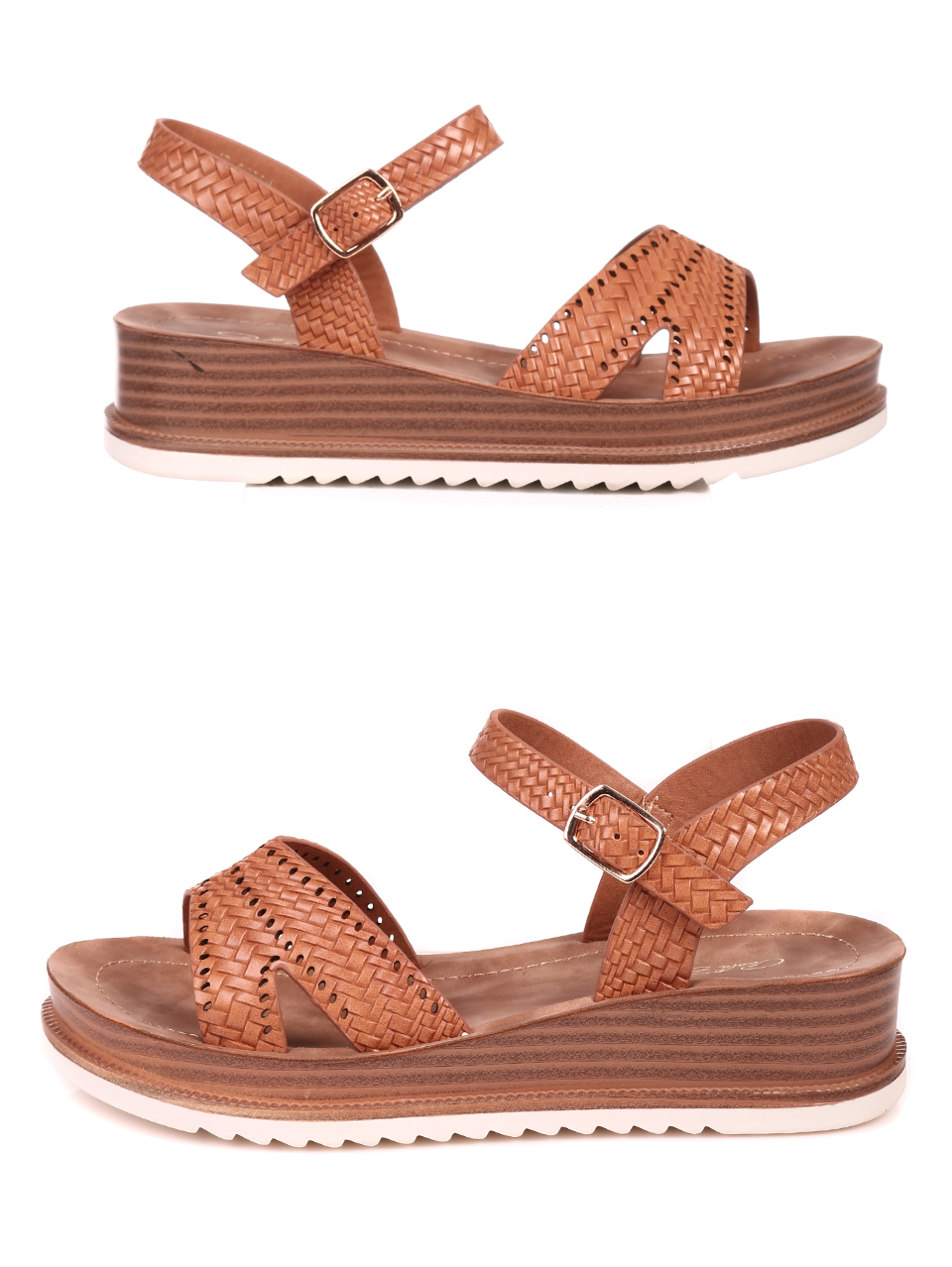 Ежедневни дамски сандали на платформа в цвят камел 4F-21204 camel
