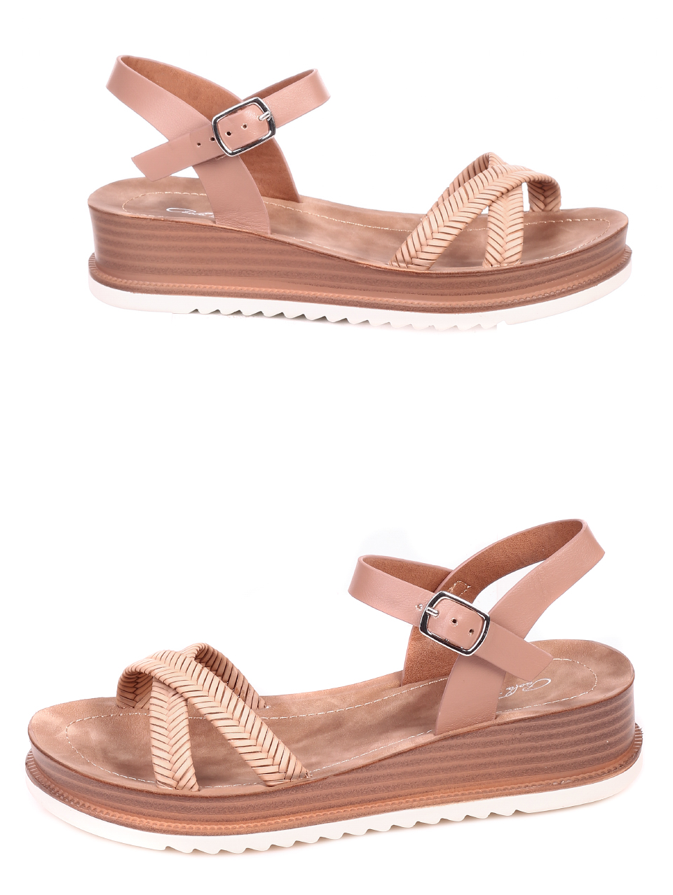 Ежедневни дамски сандали на платформа в бежово 4F-21207 pink