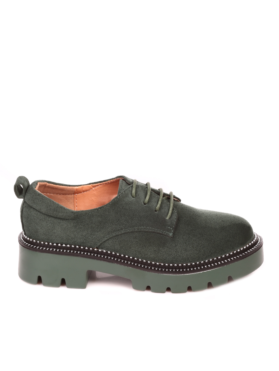 Ежедневни дамски обувки в зелено 3R-21634 green