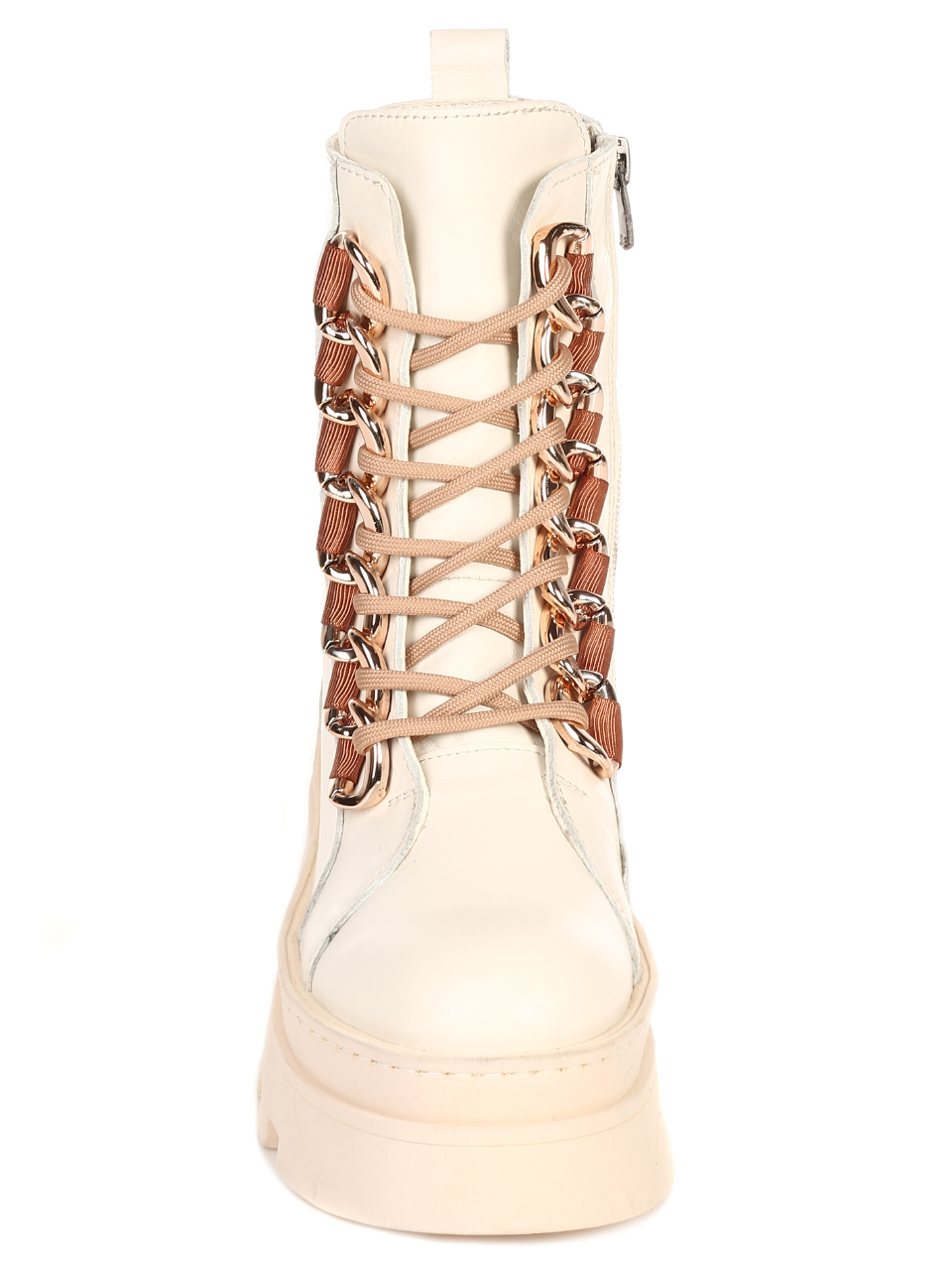 Ежедневни дамски боти от естествена кожа на платформа в бежово 2AT-21775 off white