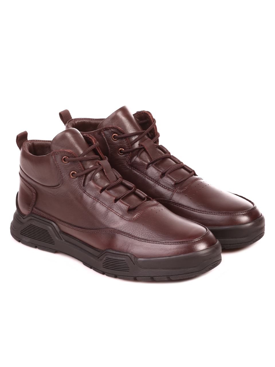 Ежедневни мъжки боти от естествена кожа 6AT-21863 brown