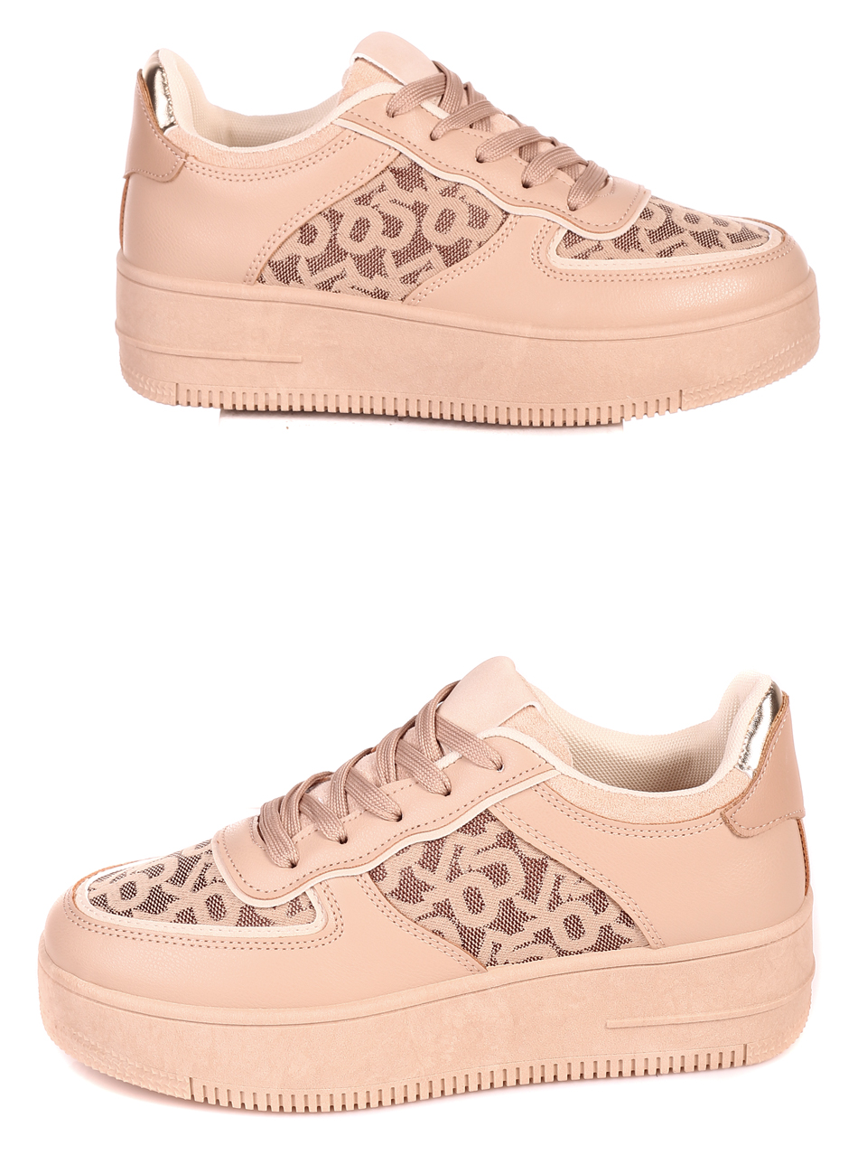 Ежедневни дамски обувки на платформа в бежово 3U-21525 beige