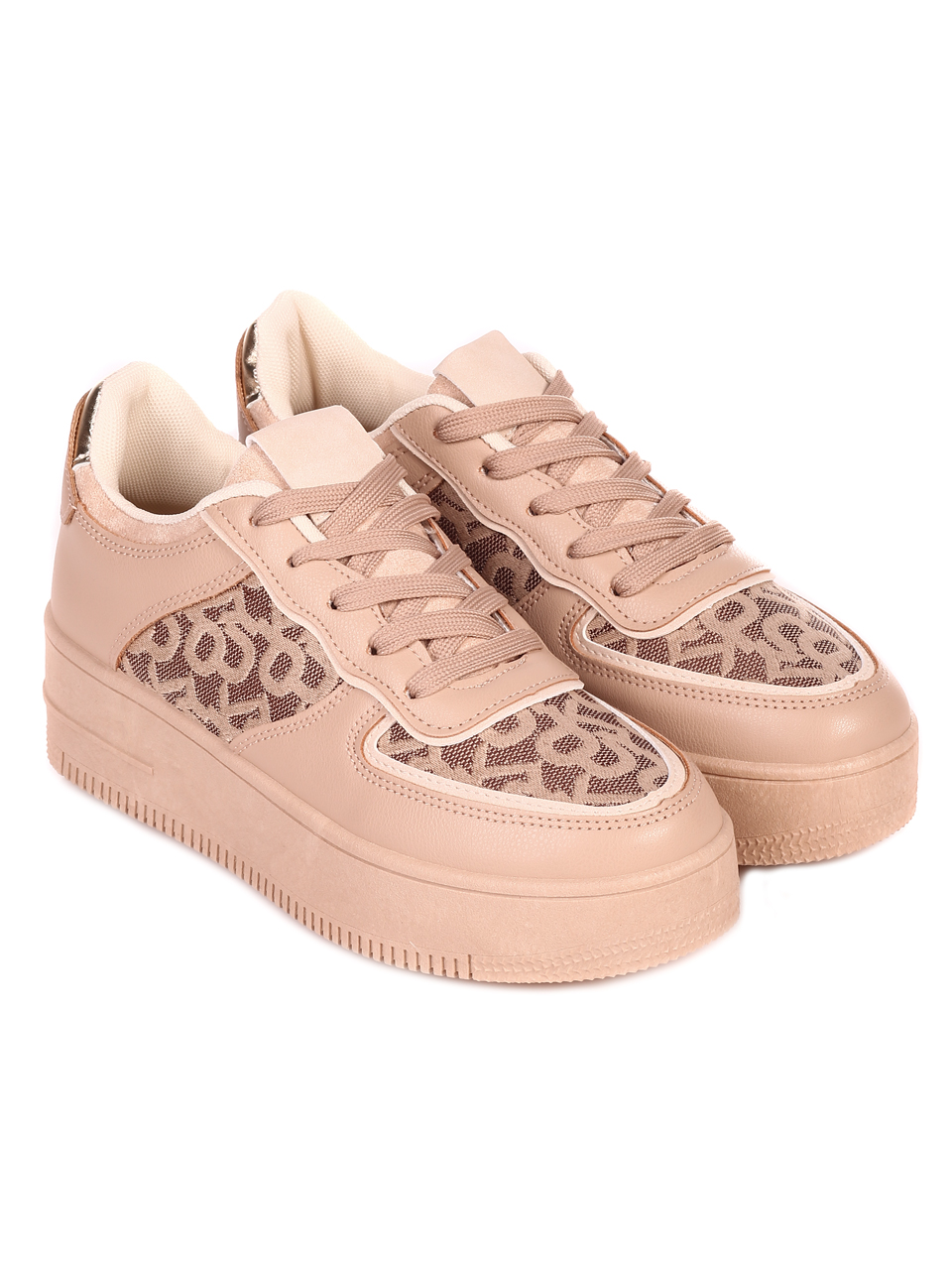 Ежедневни дамски обувки на платформа в бежово 3U-21525 beige
