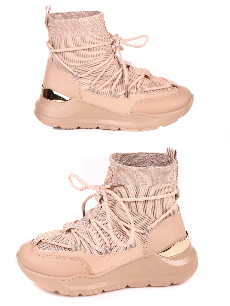 Ежедневни дамски боти в бежово 2U-21526 beige