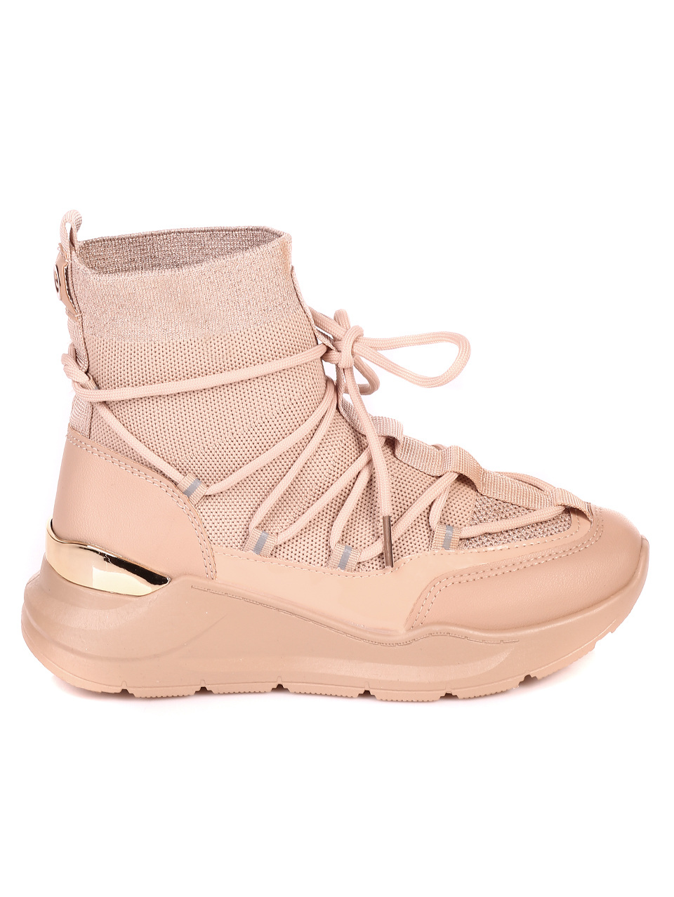 Ежедневни дамски боти в бежово 2U-21526 beige