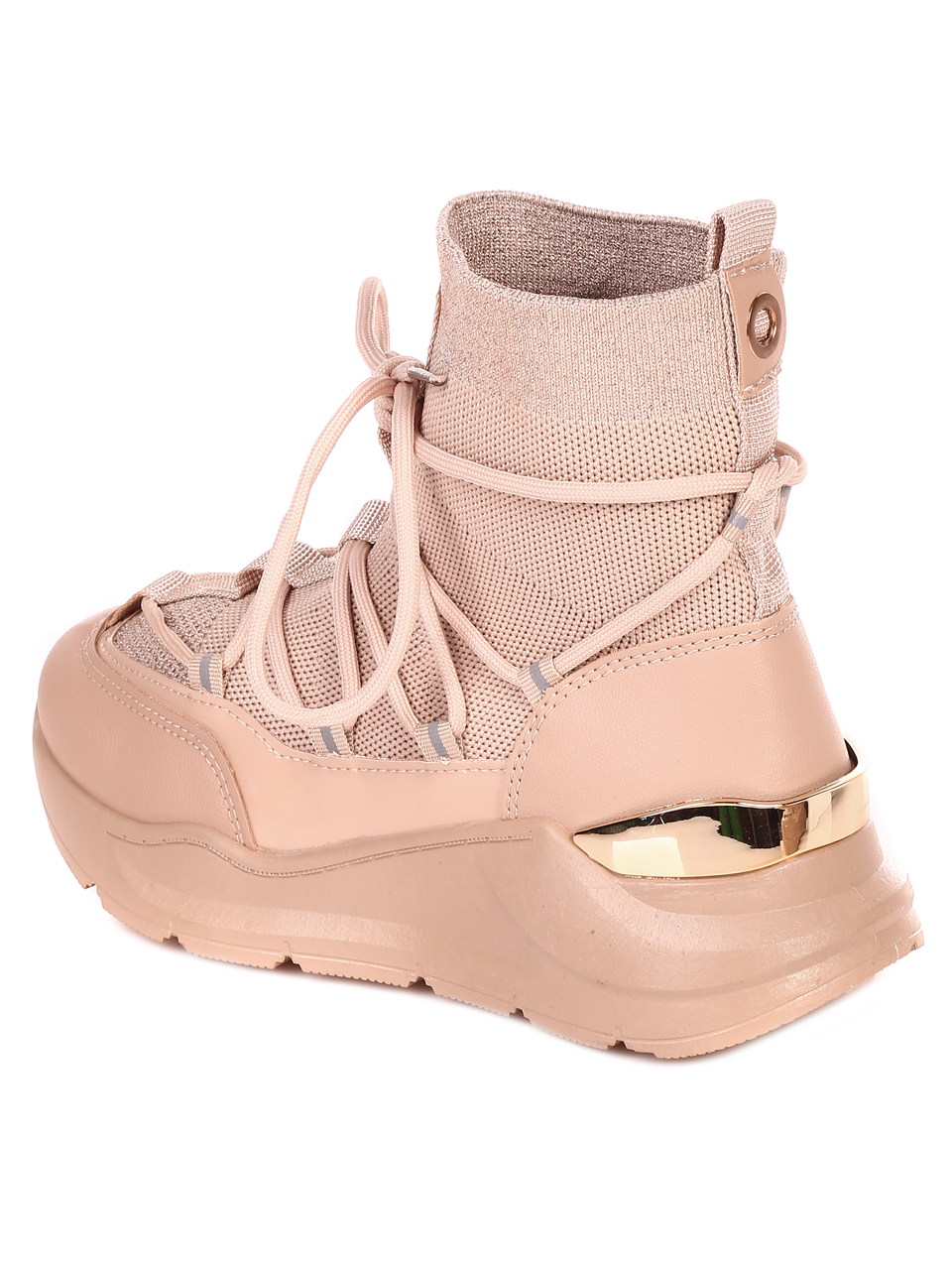 Ежедневни дамски боти в бежово 2U-21526 beige