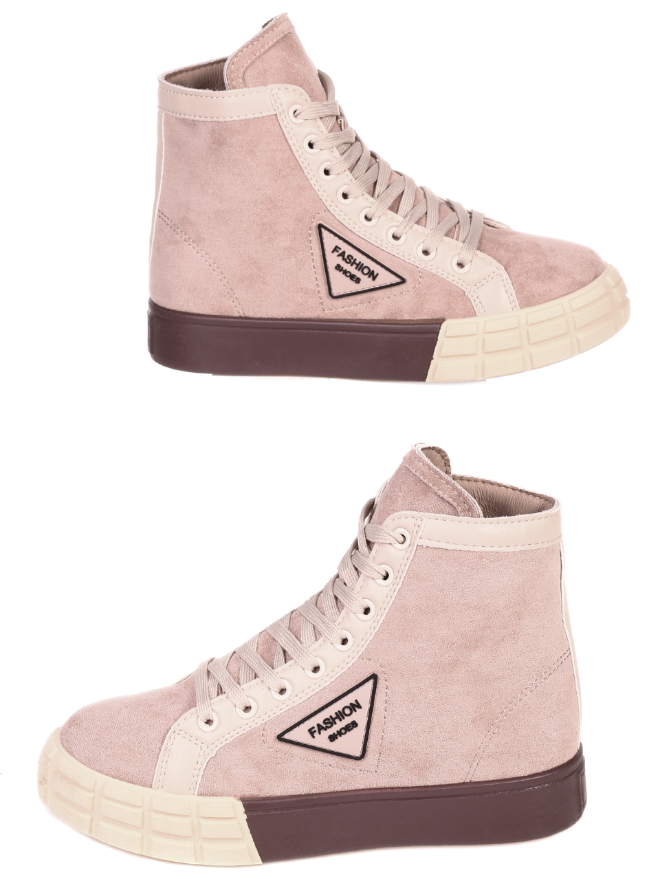 Ежедневни дамски боти в бежово 2U-21516 beige