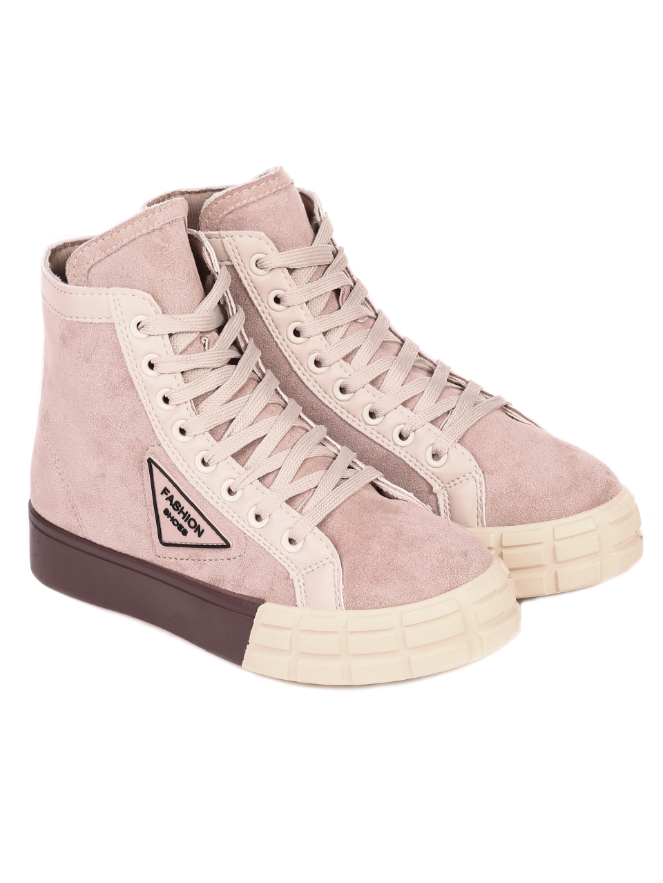 Ежедневни дамски боти в бежово 2U-21516 beige
