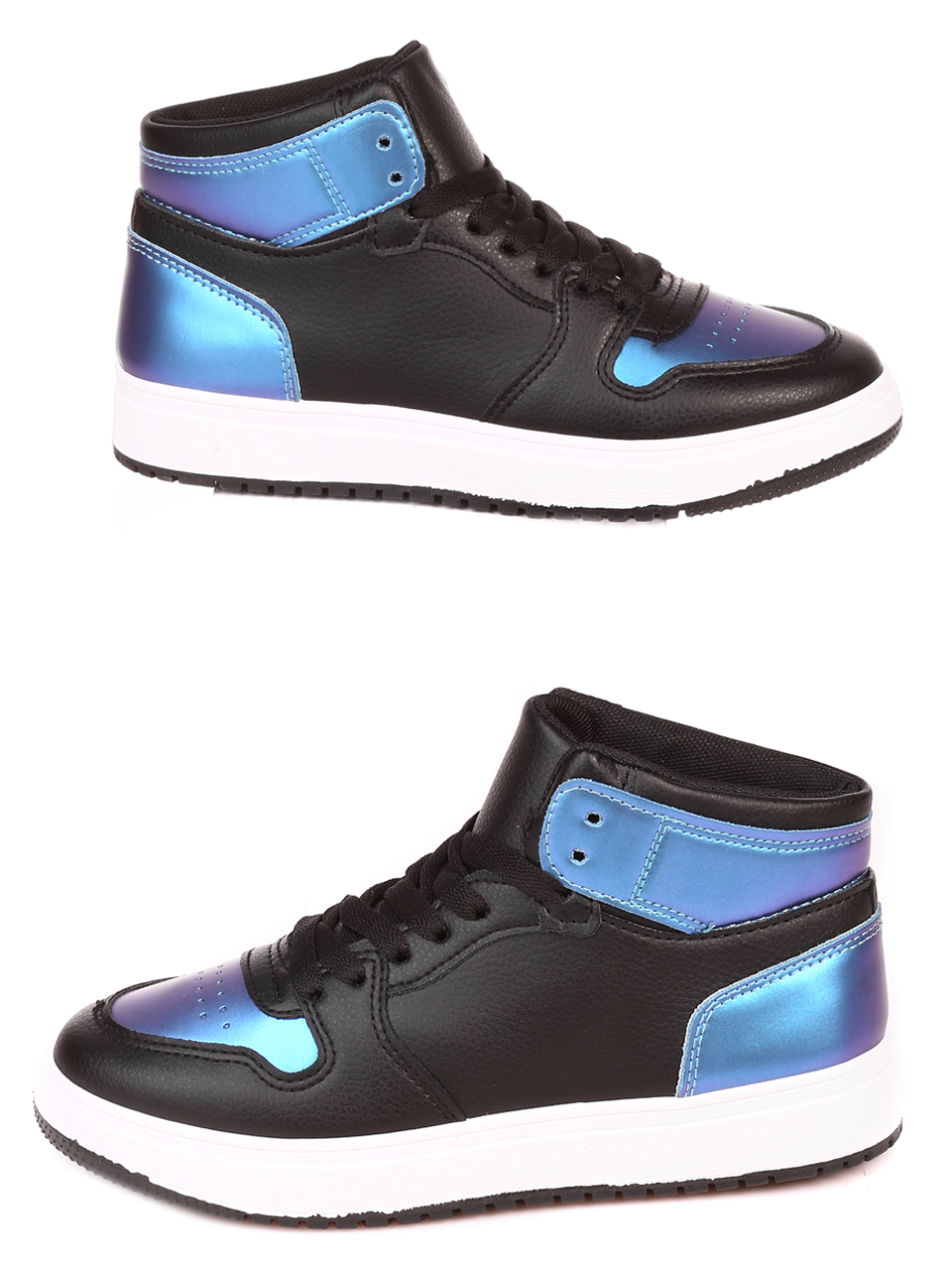 Ежедневни юношески кецове в черно и синьо 13U-21523 black/blue
