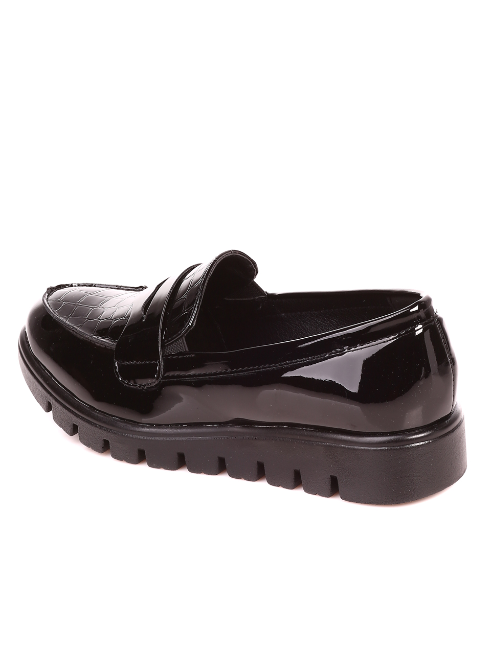 Дамски лачени мокасини в черно 3C-21642 black