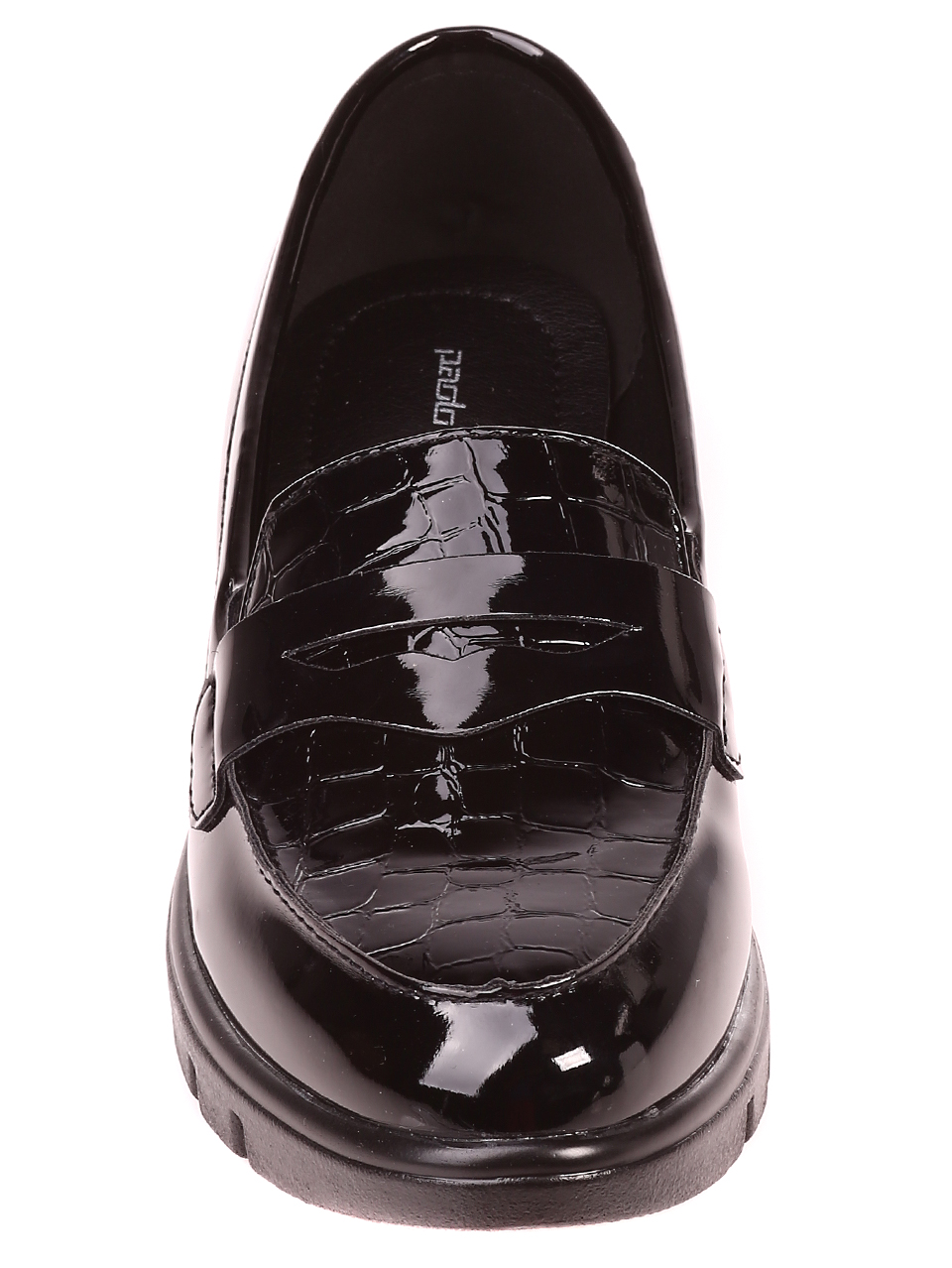 Дамски лачени мокасини в черно 3C-21642 black