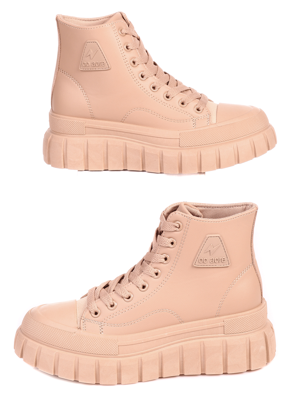 Ежедневни дамски боти на платформа в бежово 2U-21514 dk.beige