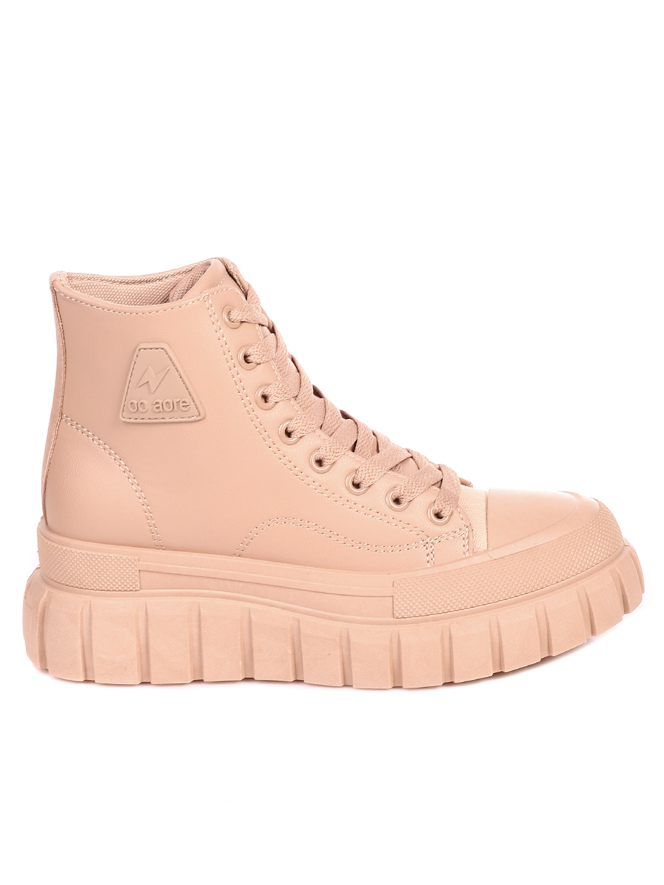 Ежедневни дамски боти на платформа в бежово 2U-21514 dk.beige