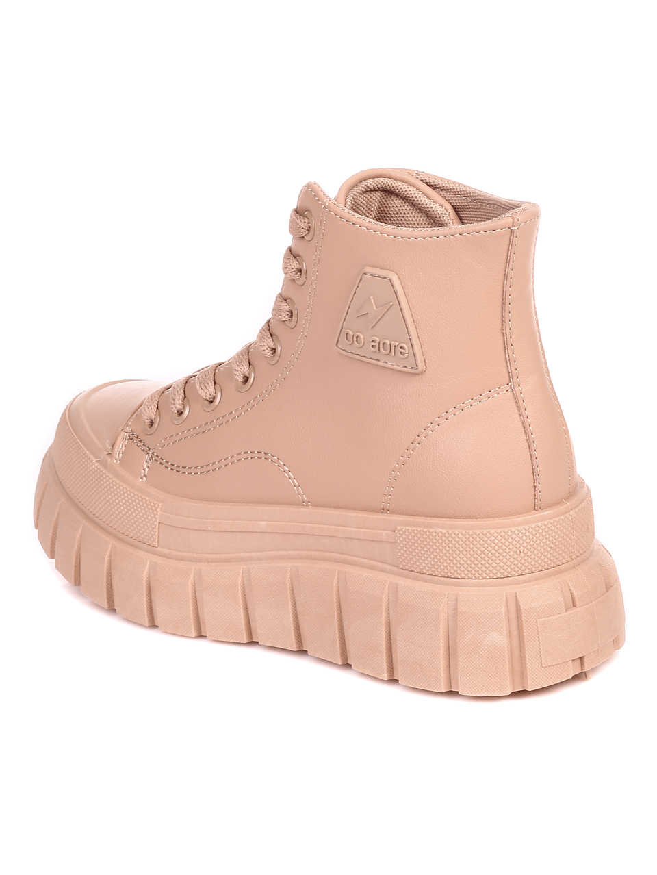 Ежедневни дамски боти на платформа в бежово 2U-21514 dk.beige
