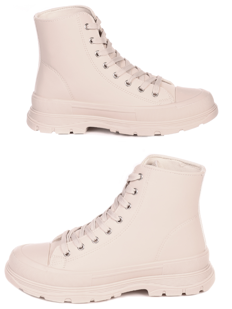 Ежедневни дамски боти в бежово 2U-21505 beige