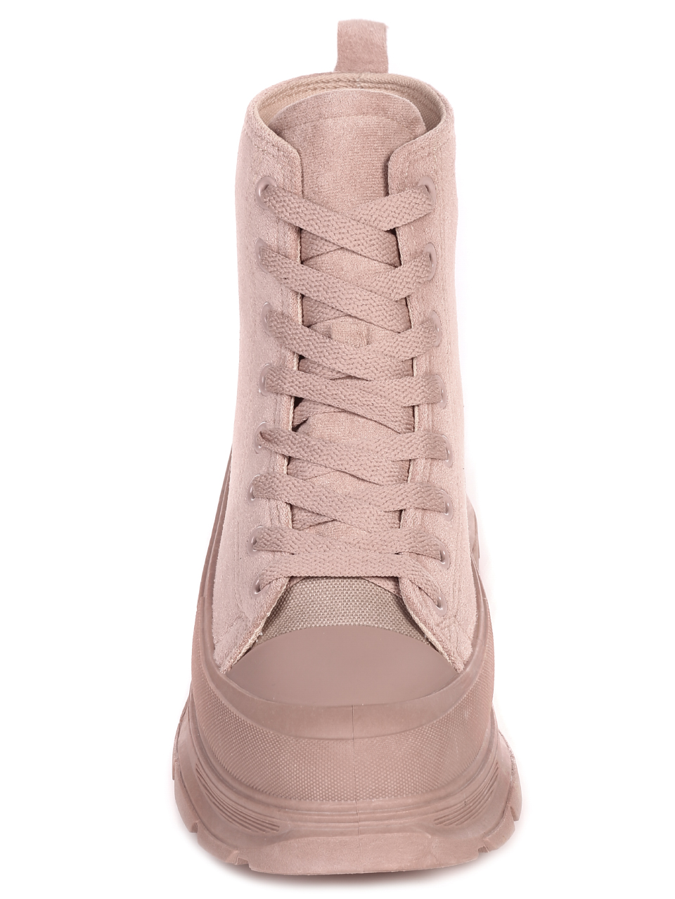 Ежедневни дамски боти на платформа в бежово 2U-21507 beige